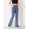 imageSweatyRocks Girls Casual High Waist Solid Denim Pants Stretchy Flare Leg Jeans with PocketPlain Blue