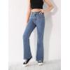 imageSweatyRocks Girls Casual High Waist Solid Denim Pants Stretchy Flare Leg Jeans with PocketPlain Blue