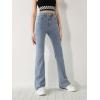 imageSweatyRocks Girls Casual High Waist Solid Denim Pants Stretchy Flare Leg Jeans with PocketPure Blue