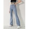 imageSweatyRocks Girls Casual High Waist Solid Denim Pants Stretchy Flare Leg Jeans with PocketPure Blue