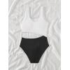 imageSweatyRocks Girls Color Block One Piece Bathing Suit Scoop Neck Cut Out Monokini SwimsuitBlack and White