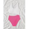 imageSweatyRocks Girls Color Block One Piece Bathing Suit Scoop Neck Cut Out Monokini SwimsuitHot Pink