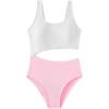 imageSweatyRocks Girls Color Block One Piece Bathing Suit Scoop Neck Cut Out Monokini SwimsuitPink