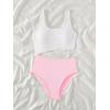 imageSweatyRocks Girls Color Block One Piece Bathing Suit Scoop Neck Cut Out Monokini SwimsuitPink