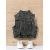 imageSweatyRocks Girls Denim Vest Button Down Sleeveless Jean Jacket Outerwear with PocketsBlack