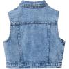 imageSweatyRocks Girls Denim Vest Button Down Sleeveless Jean Jacket Outerwear with PocketsLight Wash