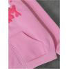 imageSweatyRocks Girls Letter Graphic Print Full Zip Fleece Hoodie Casual Long Sleeve Sweatshirt Cute Jacket with PocketPink