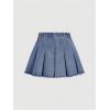 imageSweatyRocks Girls Raw Hem High Waist Denim Skirt A Line Pleated Mini Jean SkirtsDark Wash