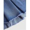 imageSweatyRocks Girls Raw Hem High Waist Denim Skirt A Line Pleated Mini Jean SkirtsDark Wash