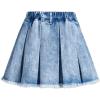 imageSweatyRocks Girls Raw Hem High Waist Denim Skirt A Line Pleated Mini Jean SkirtsLight Wash