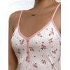 imageSweatyRocks Womens Floral Print Lettuce Trim Mini Nightgown Button Front V Neck Cami Sleep DressPink