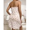 imageSweatyRocks Womens Floral Print Lettuce Trim Mini Nightgown Button Front V Neck Cami Sleep DressPink