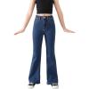 imageSweatyRocks Girls Casual High Waist Solid Denim Pants Stretchy Flare Leg Jeans with PocketDark Wash