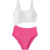 imageSweatyRocks Girls Color Block One Piece Bathing Suit Scoop Neck Cut Out Monokini SwimsuitHot Pink
