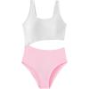 imageSweatyRocks Girls Color Block One Piece Bathing Suit Scoop Neck Cut Out Monokini SwimsuitPink