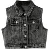 imageSweatyRocks Girls Denim Vest Button Down Sleeveless Jean Jacket Outerwear with PocketsBlack