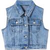imageSweatyRocks Girls Denim Vest Button Down Sleeveless Jean Jacket Outerwear with PocketsLight Wash