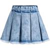 imageSweatyRocks Girls Raw Hem High Waist Denim Skirt A Line Pleated Mini Jean SkirtsLight Wash
