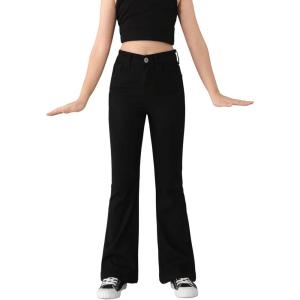 imageSweatyRocks Girls Casual High Waist Solid Denim Pants Stretchy Flare Leg Jeans with PocketBlack