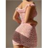 imageSweatyRocks Womens 2 Piece Babydoll Lingerie Set Floral Semi Sheer Mesh Rushed Sleepwear with ThongPink