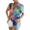 imageSweatyRocks Womens Boho Sheer Floral Print Short Sleeve Button Down Blouse Shirt TopsMulticolor