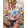 imageSweatyRocks Womens Boho Sheer Floral Print Short Sleeve Button Down Blouse Shirt TopsWhite Blue