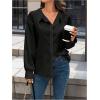 imageSweatyRocks Womens Cut Out Back Button Down Collared Blouses Long Sleeve Shirt TopsBlack