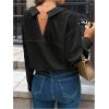 imageSweatyRocks Womens Cut Out Back Button Down Collared Blouses Long Sleeve Shirt TopsBlack