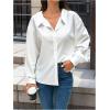 imageSweatyRocks Womens Cut Out Back Button Down Collared Blouses Long Sleeve Shirt TopsWhite