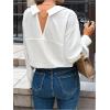 imageSweatyRocks Womens Cut Out Back Button Down Collared Blouses Long Sleeve Shirt TopsWhite