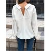 imageSweatyRocks Womens Cut Out Back Button Down Collared Blouses Long Sleeve Shirt TopsWhite