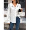 imageSweatyRocks Womens Cut Out Back Button Down Collared Blouses Long Sleeve Shirt TopsWhite