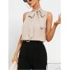 imageSweatyRocks Womens Elegant Sleeveless Stand Collar Tie Neck Blouse Tank TopApricot