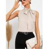 imageSweatyRocks Womens Elegant Sleeveless Stand Collar Tie Neck Blouse Tank TopApricot