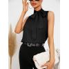 imageSweatyRocks Womens Elegant Sleeveless Stand Collar Tie Neck Blouse Tank TopBlack