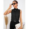imageSweatyRocks Womens Elegant Sleeveless Stand Collar Tie Neck Blouse Tank TopBlack