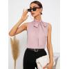 imageSweatyRocks Womens Elegant Sleeveless Stand Collar Tie Neck Blouse Tank TopDusty Pink