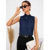 imageSweatyRocks Womens Elegant Sleeveless Stand Collar Tie Neck Blouse Tank TopNavy Blue