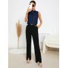 imageSweatyRocks Womens Elegant Sleeveless Stand Collar Tie Neck Blouse Tank TopNavy Blue