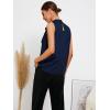 imageSweatyRocks Womens Elegant Sleeveless Stand Collar Tie Neck Blouse Tank TopNavy Blue