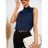 imageSweatyRocks Womens Elegant Sleeveless Stand Collar Tie Neck Blouse Tank TopNavy Blue