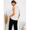 imageSweatyRocks Womens Elegant Sleeveless Stand Collar Tie Neck Blouse Tank TopWhite