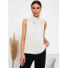 imageSweatyRocks Womens Elegant Sleeveless Stand Collar Tie Neck Blouse Tank TopWhite