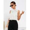 imageSweatyRocks Womens Elegant Sleeveless Stand Collar Tie Neck Blouse Tank TopWhite