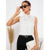 imageSweatyRocks Womens Elegant Sleeveless Stand Collar Tie Neck Blouse Tank TopWhite