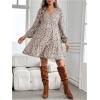 imageSweatyRocks Womens Floral Print Maternity Dresses Baby Shower Lantern Long Sleeve V Neck Pregnancy DressWhite