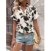 imageSweatyRocks Womens Floral Print V Neck Shirts Short Sleeve Casual Blouse TopsBlack and White