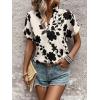 imageSweatyRocks Womens Floral Print V Neck Shirts Short Sleeve Casual Blouse TopsBlack and White