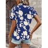imageSweatyRocks Womens Floral Print V Neck Shirts Short Sleeve Casual Blouse TopsBlue