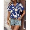 imageSweatyRocks Womens Floral Print V Neck Shirts Short Sleeve Casual Blouse TopsBlue